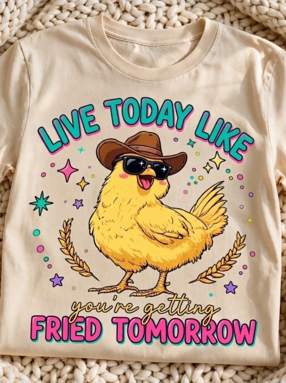 Funny Chicken Tee - Live Today Like You're Getting Fried Tomorrow - NWT Boutique